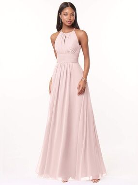 Dresspic Light Pink Halter Prom Dress with Keyhole Bodice